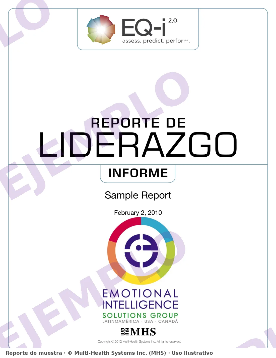 Ejemplo de informe EQ-i 2.0 de Liderazgo: portada